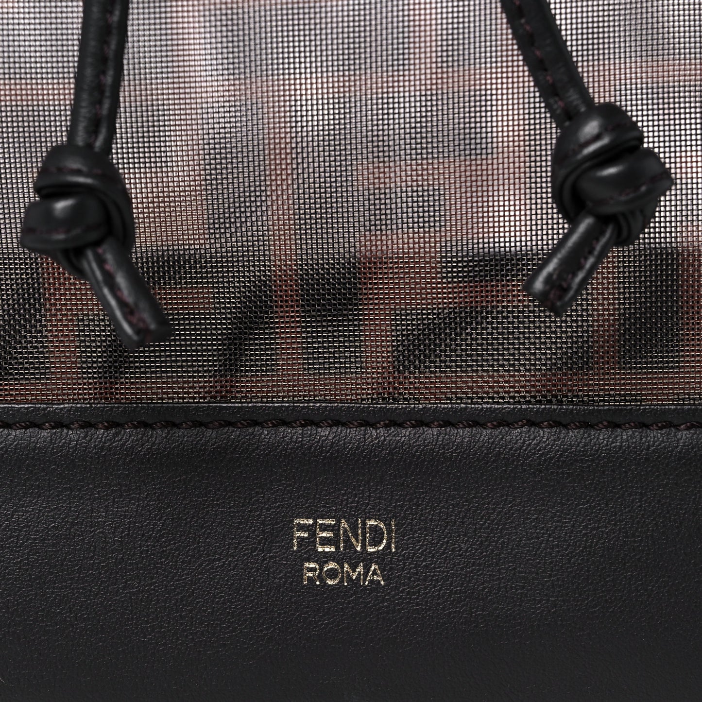 Mesh Vitello Grace F is Fendi FF 1974 Grande Mon Tresor Bucket Bag Marrone Black Ebano