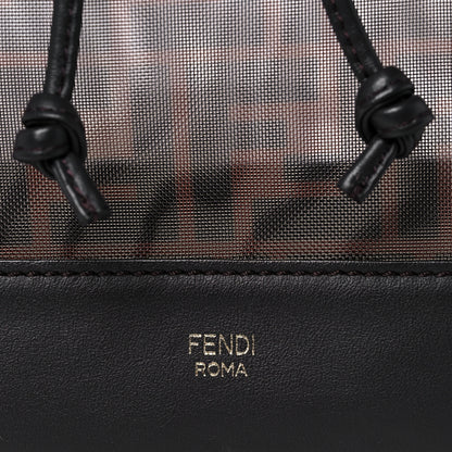 Fendi Mesh Vitello Grace F is Fendi FF 1974 Grande Mon Tresor Bucket Bag Marrone Black Ebano 10 of 15