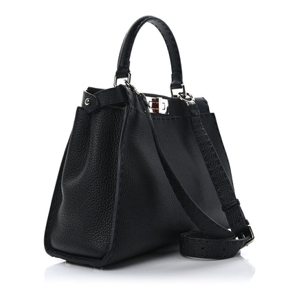 Fendi Cuoio Romano Selleria Bi-Color Medium Peekaboo Iconic Satchel Black Mou 2 of 7