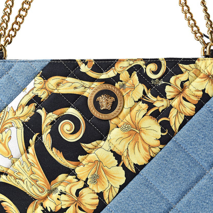 Versace Denim Printed Barocco Shopping Tote Dusk Blue Multicolor 7 of 9
