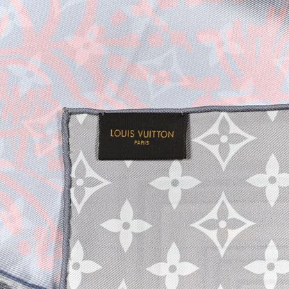 Louis Vuitton Silk LV Monogram Square Scarf Grey 4 of 4