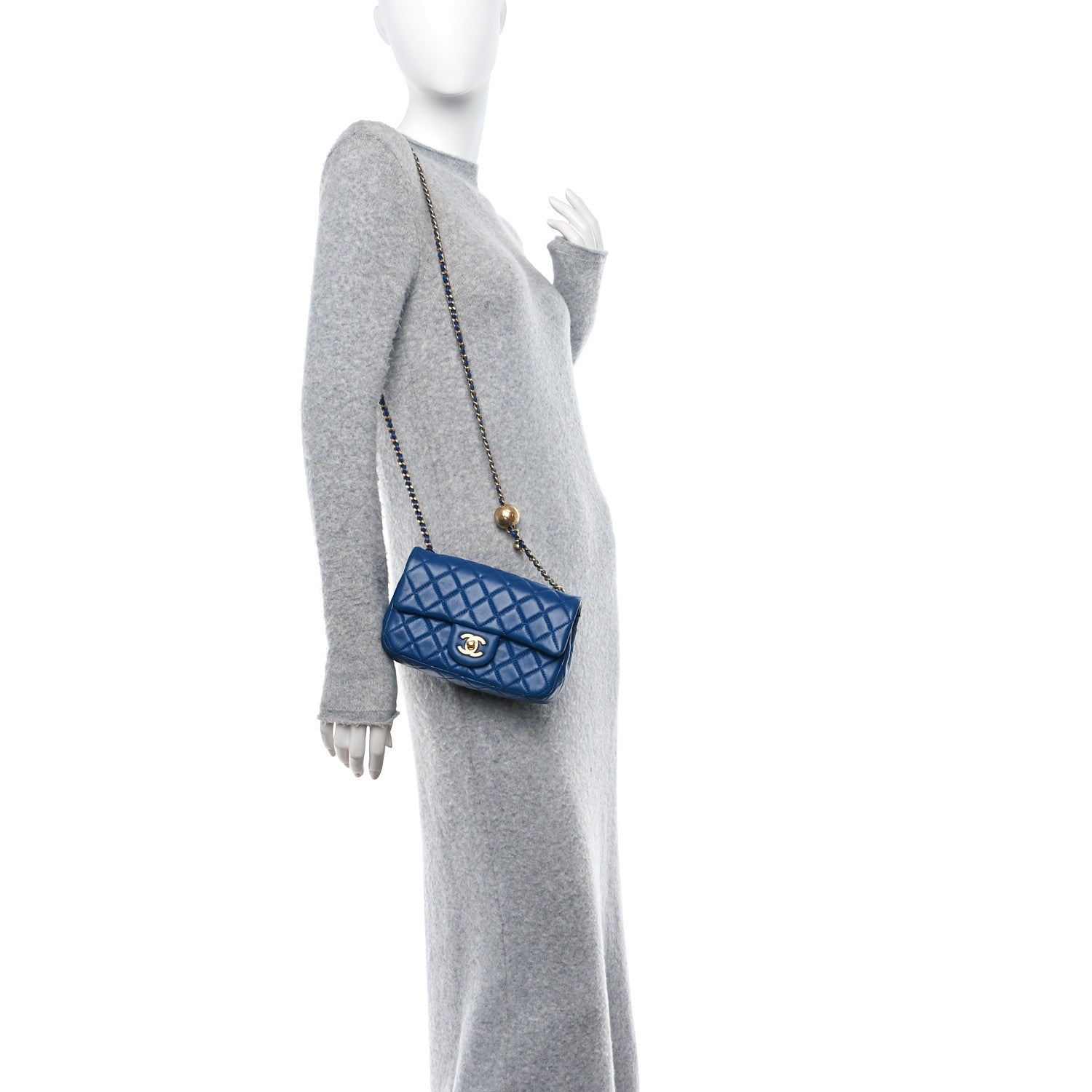 Chanel Lambskin Quilted Pearl Crush Mini Rectangular Flap Blue 2 of 10