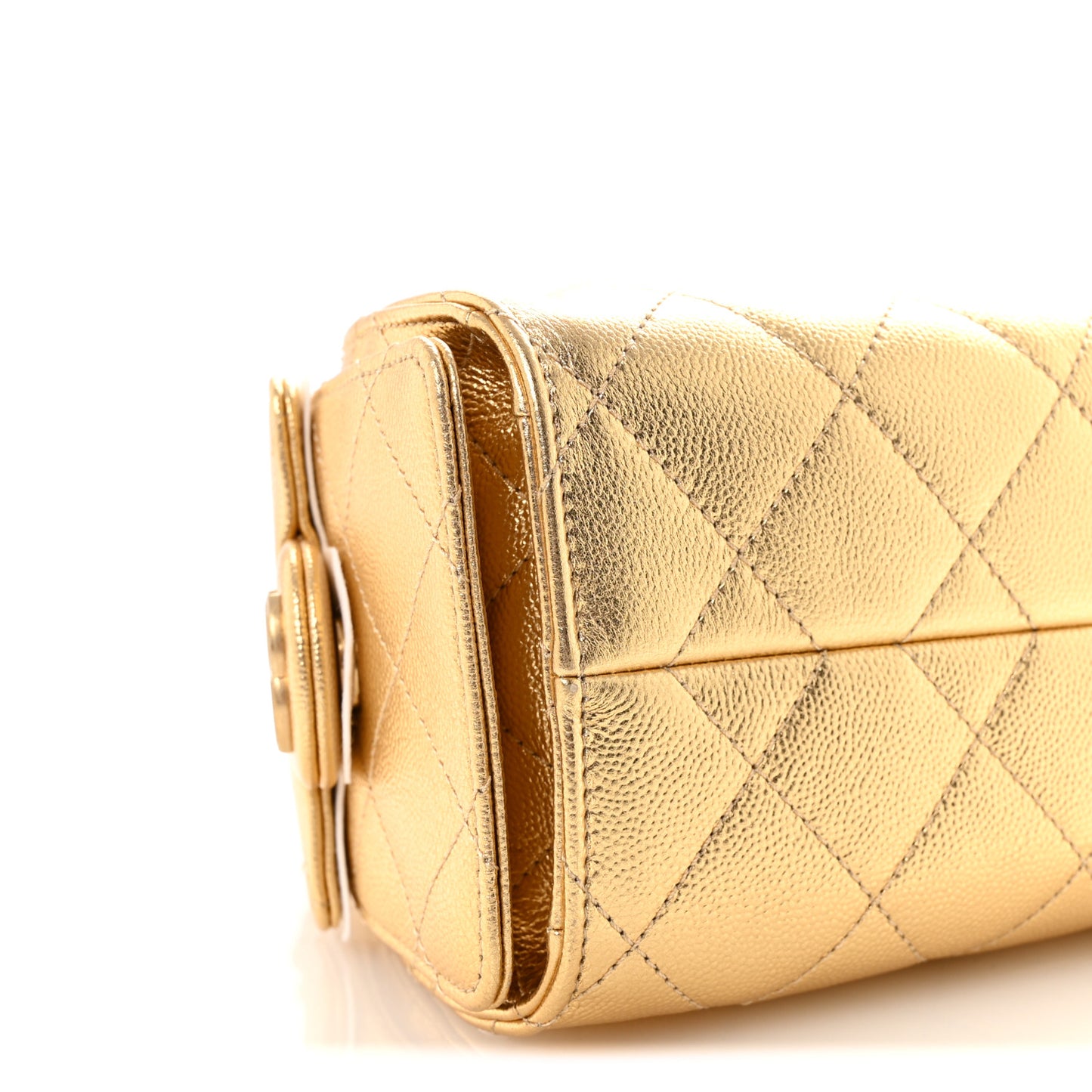 Metallic Caviar Quilted Mini Chanel 25 Handbag Gold