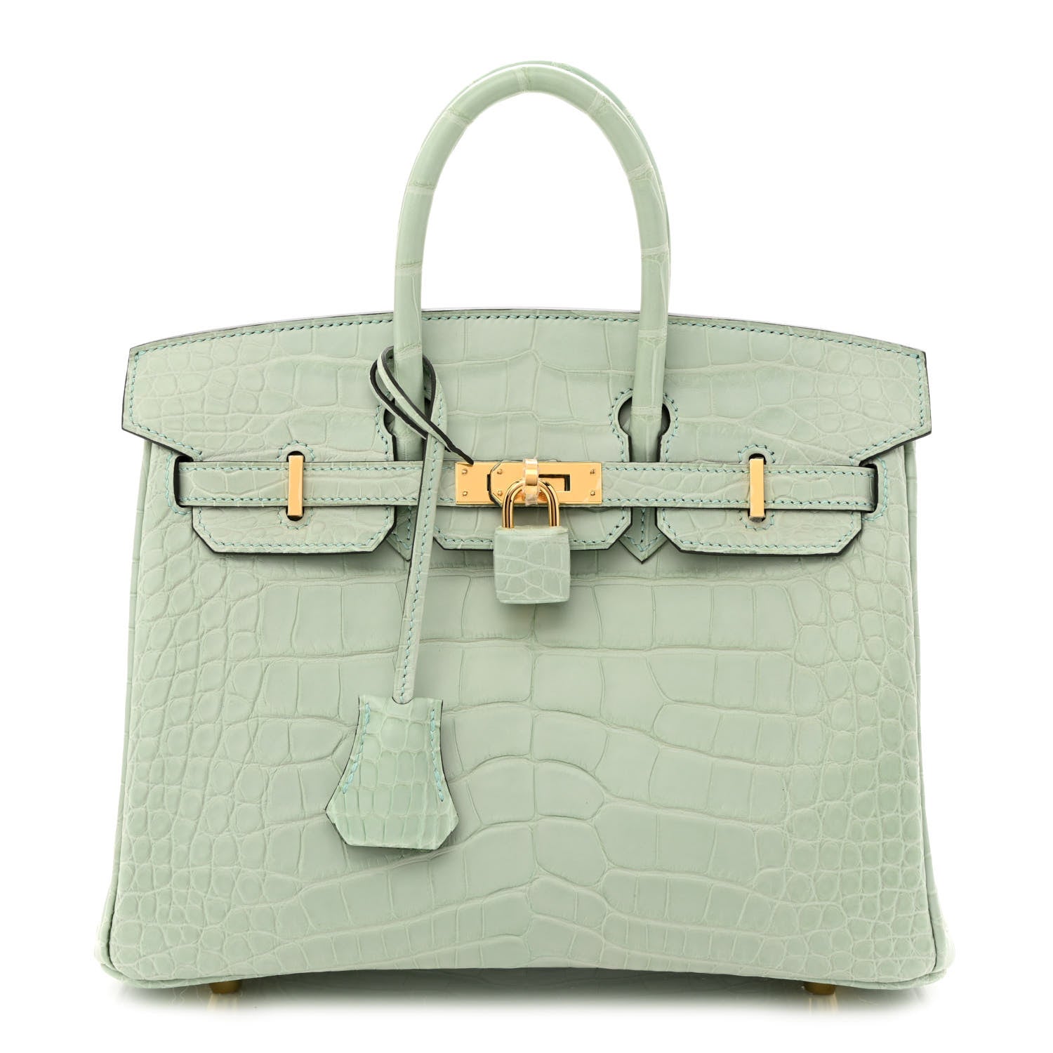 Hermes Matte Alligator Birkin 25 Vert D'eau 1 of 10
