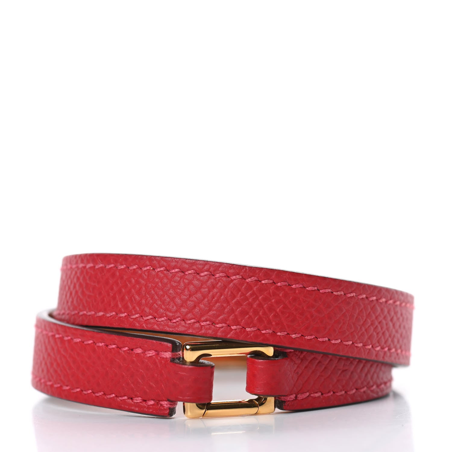 Hermes Epsom Rivale Double Tour Bracelet M Rouge Casaque 3 of 6