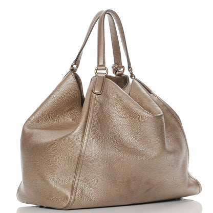 Gucci Metallic Pebbled Calfskin Large Soho Shoulder Bag Golden Beige 3 of 10