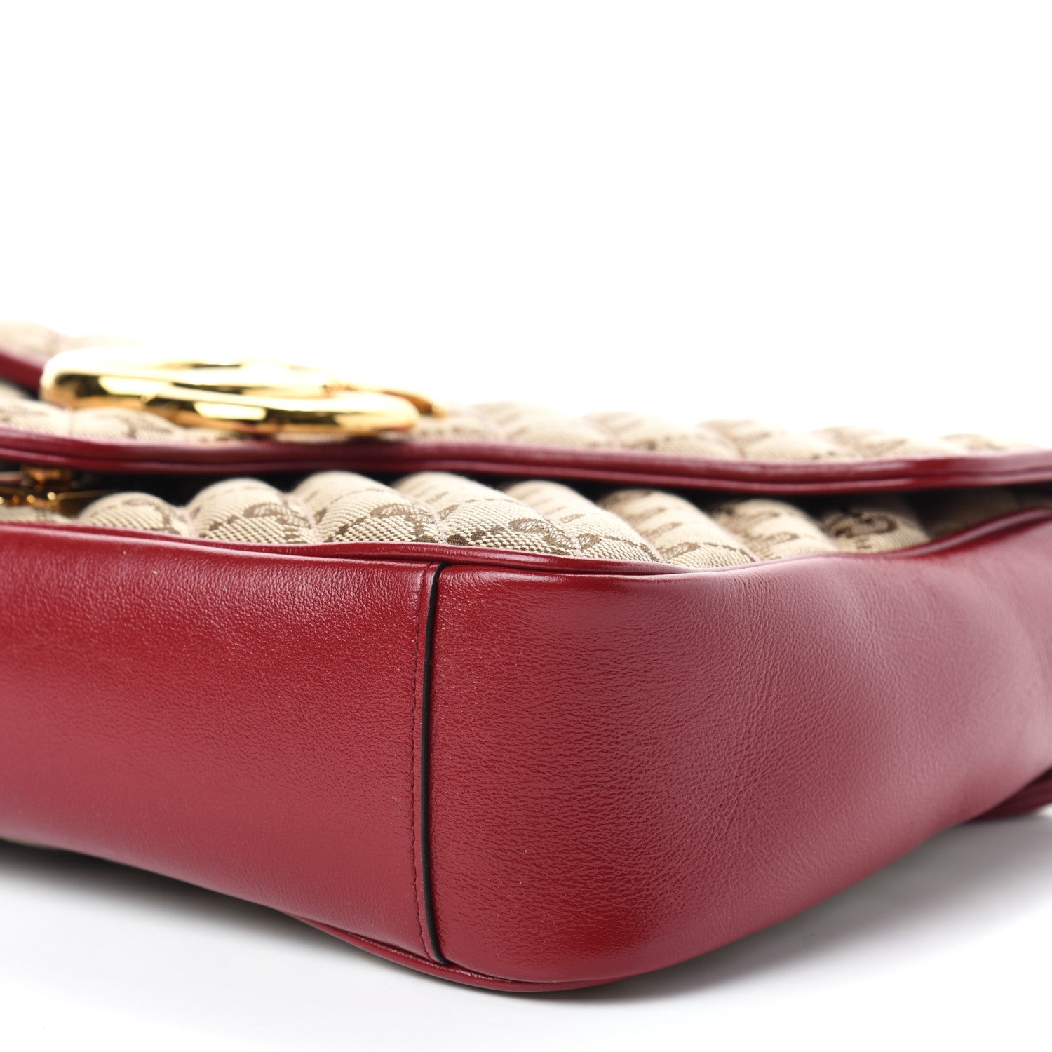 Gucci Monogram Azalea Calfskin Matelasse Diagonal Medium GG Marmont Shoulder Bag Beige Ebony New Cherry Red 9 of 10