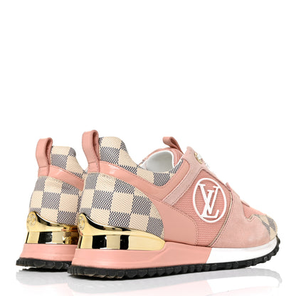 Louis Vuitton Suede Damier Azur Run Away Sneakers 36 Pink 4 of 9