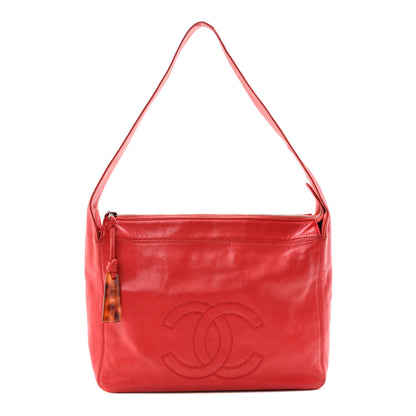 Chanel Lambskin CC Stitched Logo Tote Red 1 of 10