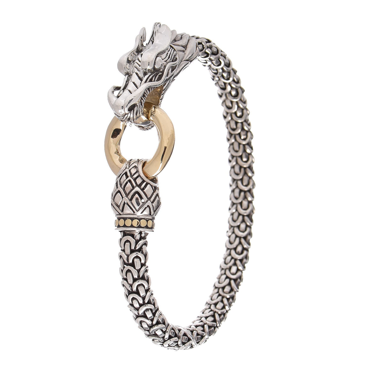 John Hardy Sterling Silver 18K Yellow Gold 6mm Naga Dragon Bracelet 1 of 7