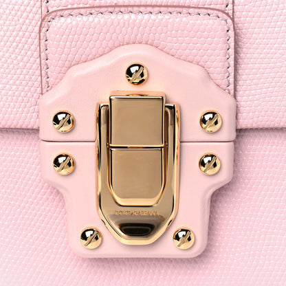 Dolce & Gabbana Iguana Calfskin Embossed Lucia Top Handle Bag Pink 7 of 8