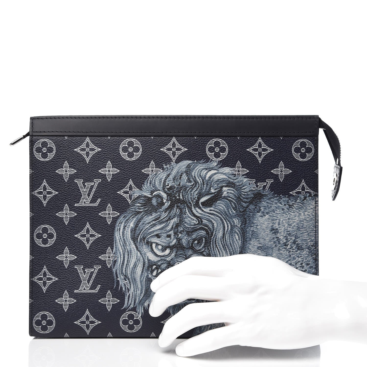 Louis Vuitton Savane Monogram Chapman Lion Pochette Voyage MM Ink 2 of 6