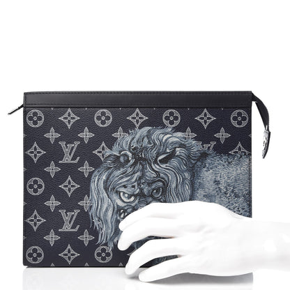 Louis Vuitton Savane Monogram Chapman Lion Pochette Voyage MM Ink 2 of 6