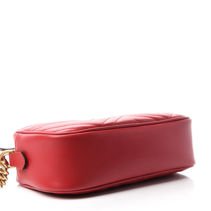 Gucci Calfskin Matelasse Small GG Marmont Chain Shoulder Bag Hibiscus Red 4 of 11