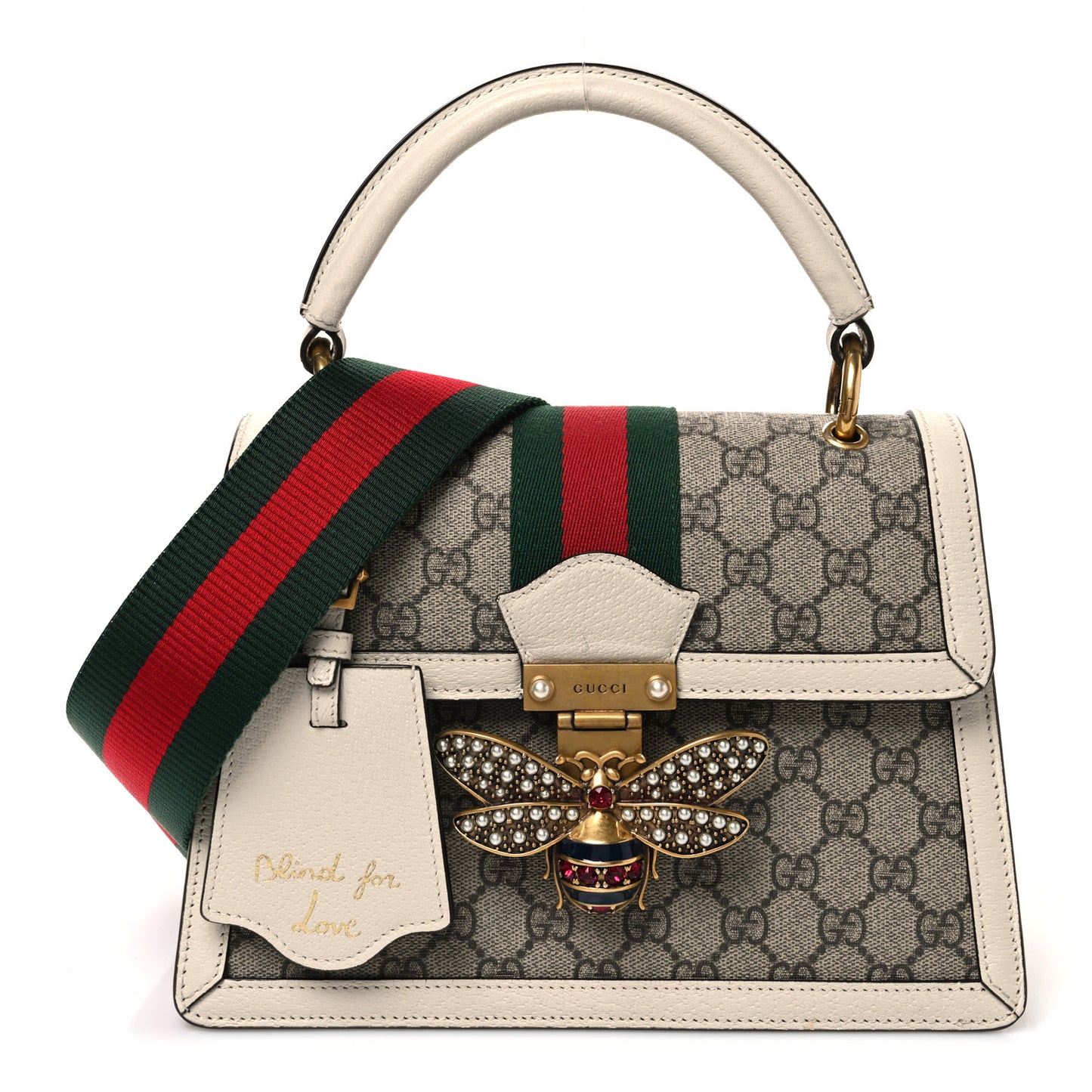 GG Supreme Monogram Small Queen Margaret Top Handle Bag White