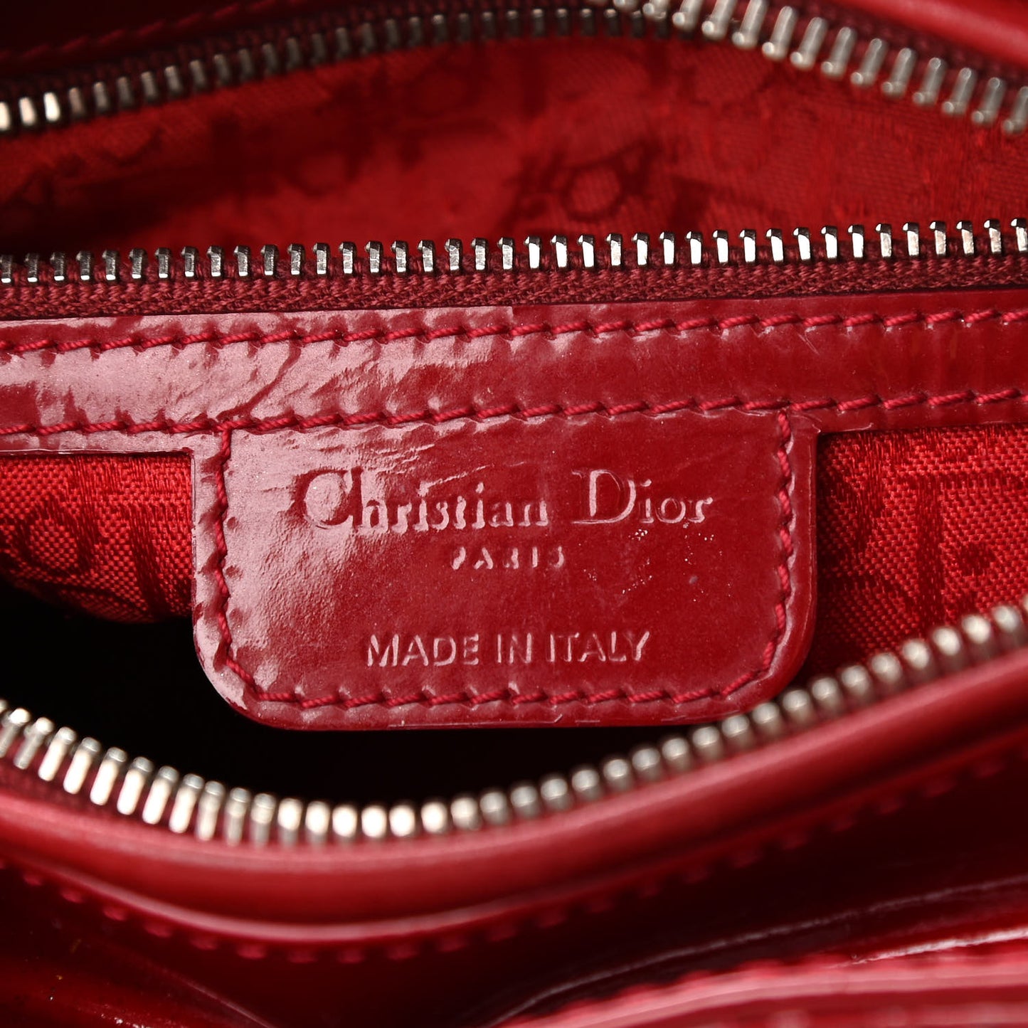 Patent Cannage Medium Lady Dior Red