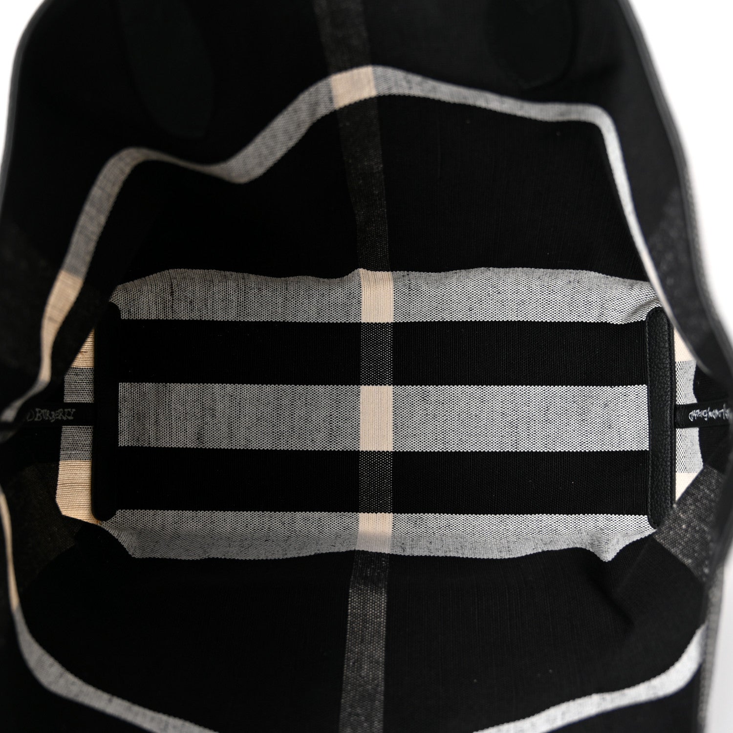 Burberry Coated Canvas Mega Check Medium Doodle Tote Black White 5 of 10