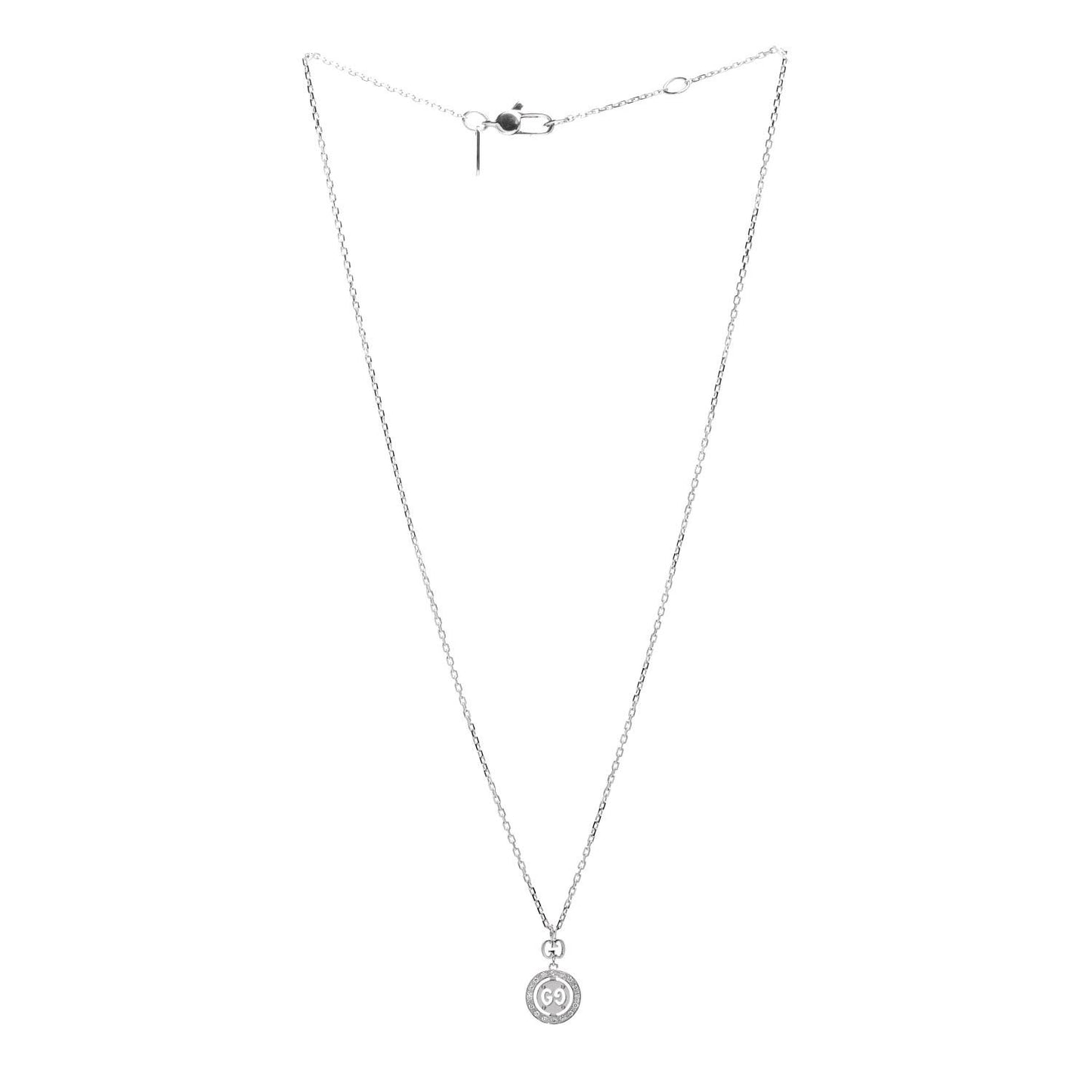 18K White Gold Diamond 10mm Icon Twirl Pendant Necklace