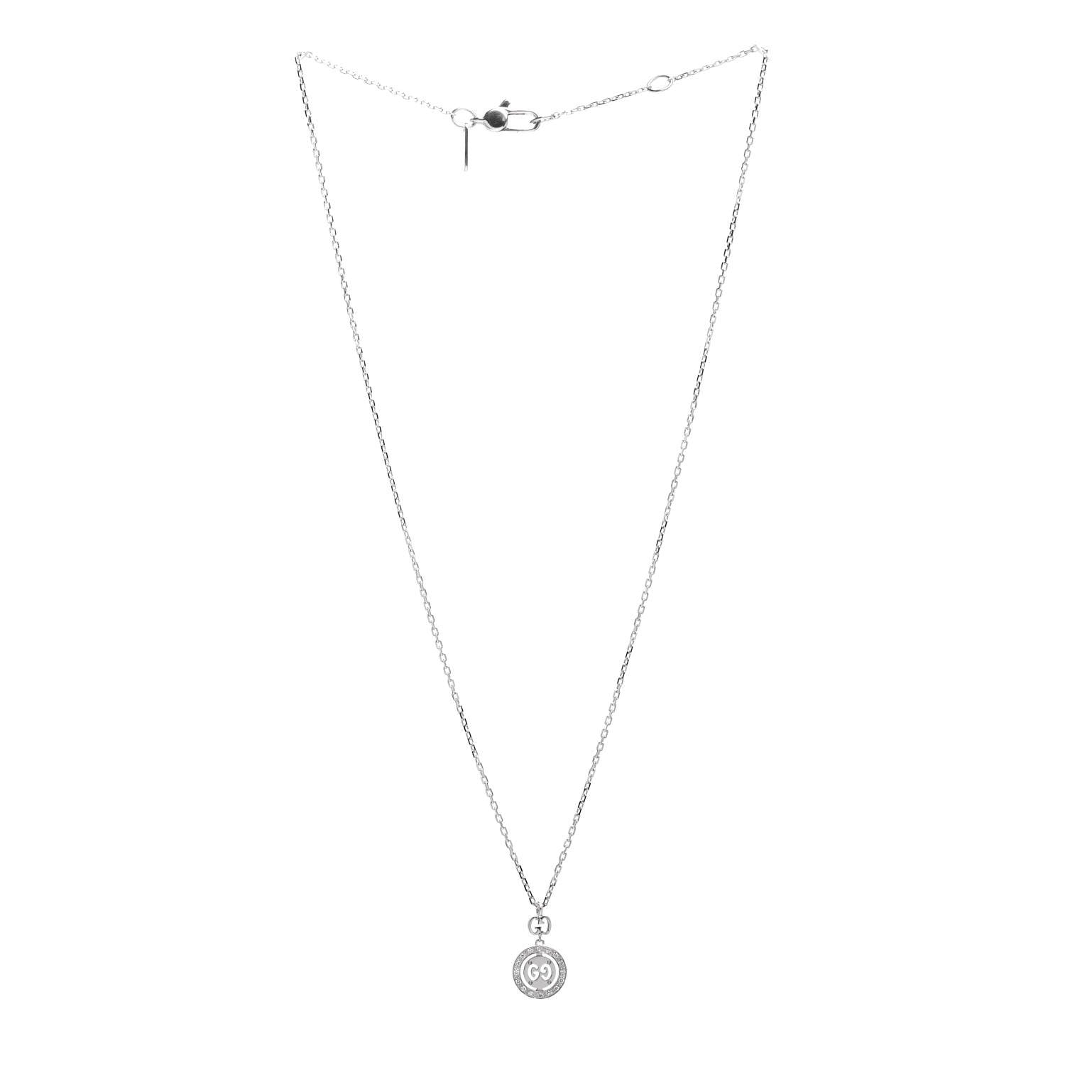 Gucci 18K White Gold Diamond 10mm Icon Twirl Pendant Necklace 3 of 4