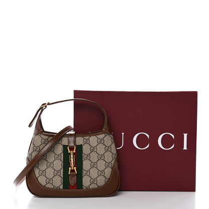 Gucci GG Supreme Monogram Azalea Calfskin Web Mini Jackie 1961 Hobo Beige Ebony Brown Sugar 12 of 12