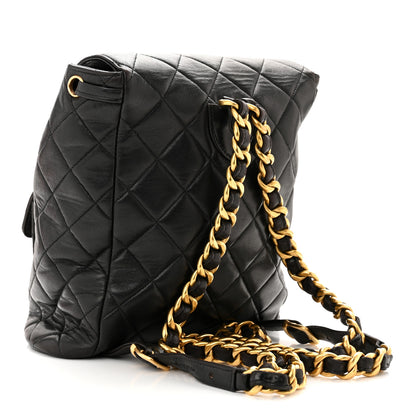 Chanel Lambskin Quilted Drawstring Backpack Black 3 of 10