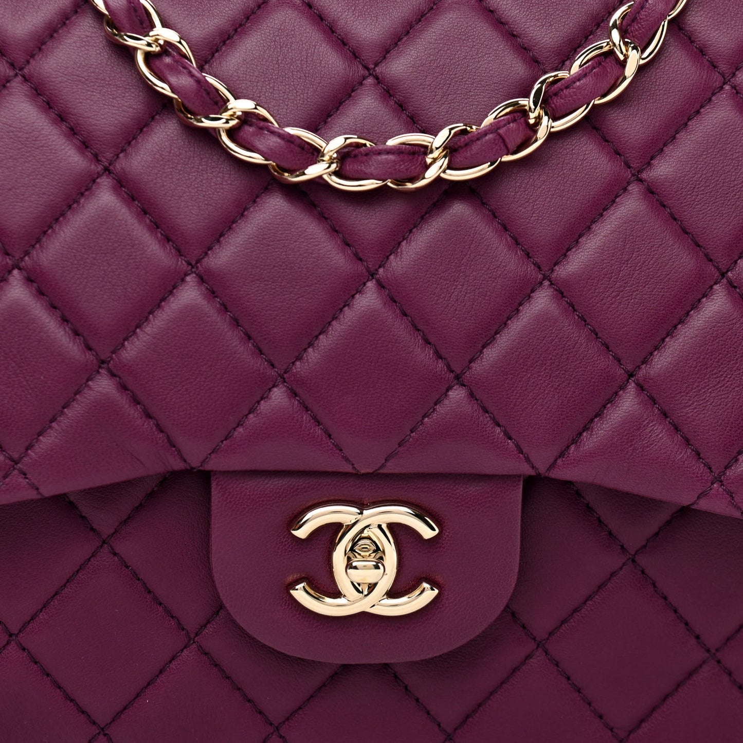 Lambskin Quilted Jumbo Single Flap Purple