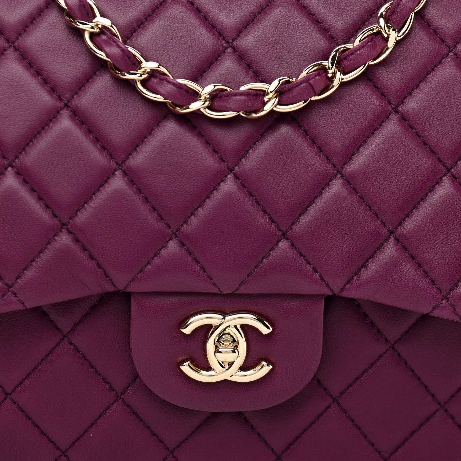 Chanel Lambskin Quilted Jumbo Single Flap Purple 9 of 12