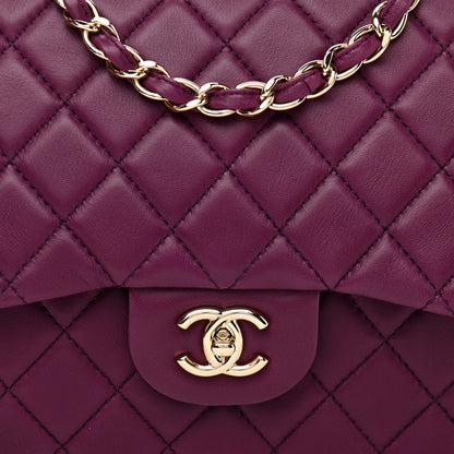 Chanel Lambskin Quilted Jumbo Single Flap Purple 9 of 12