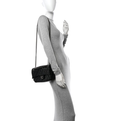 Chanel Glazed Calfskin Quilted Medium Duo Color Flap Black 2 of 12