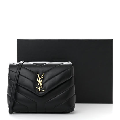 Saint Laurent Calfskin Y Quilted Monogram Toy Loulou Crossbody Bag Black 11 of 11