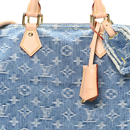 Louis Vuitton Monogram Denim Speedy Soft 30 Blue 6 of 9