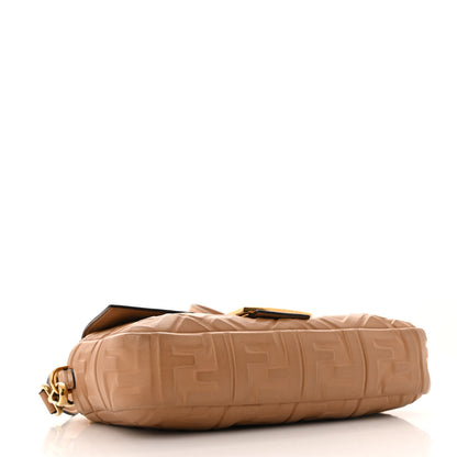 Fendi Nappa FF 1974 Embossed Baguette Miele Scuro 4 of 15