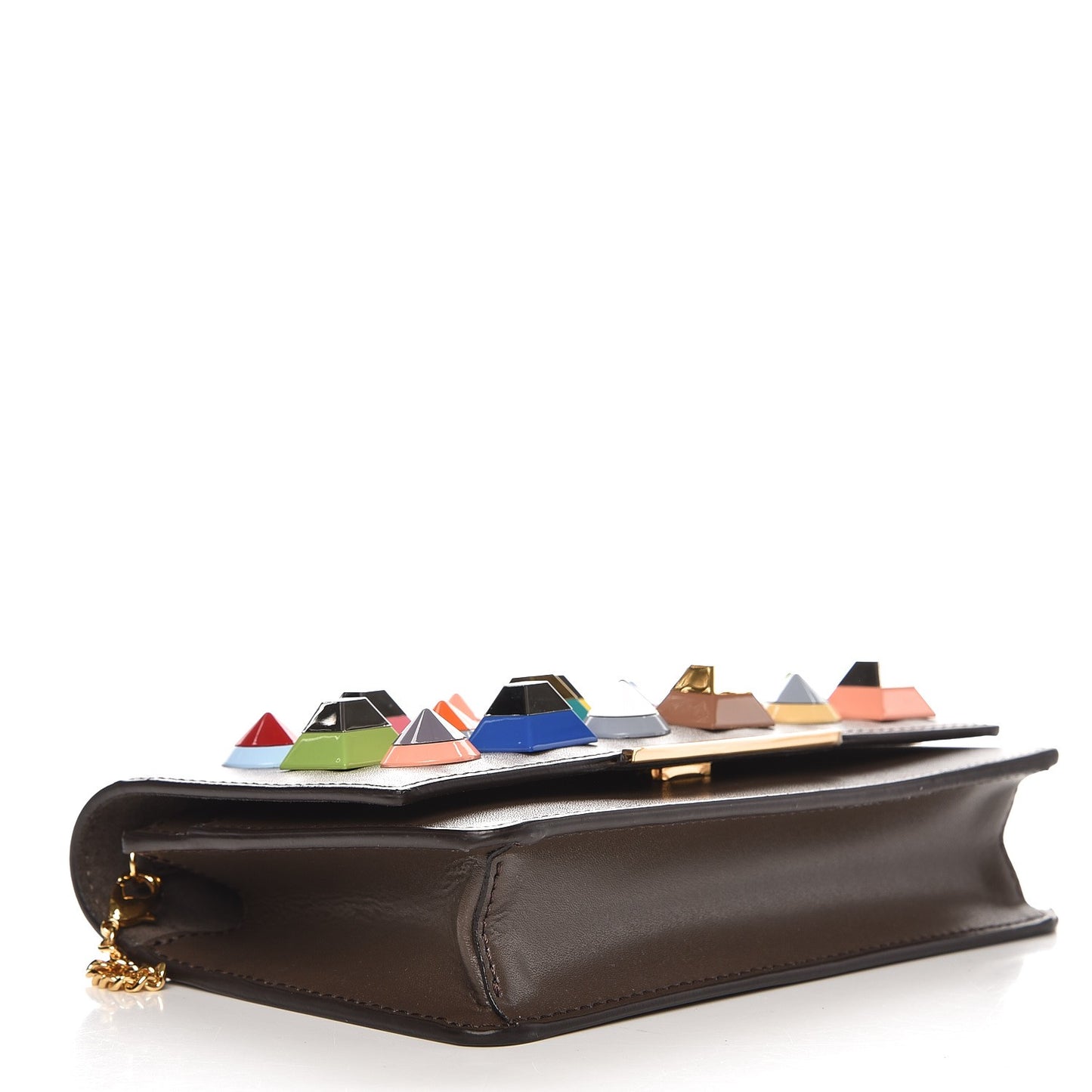 Vitello Liberty Studded Tube Wallet On Chain Carbone Multicolor