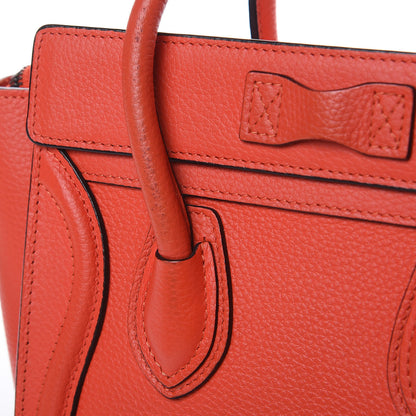 Celine Drummed Calfskin Nano Luggage Vermillion 9 of 12