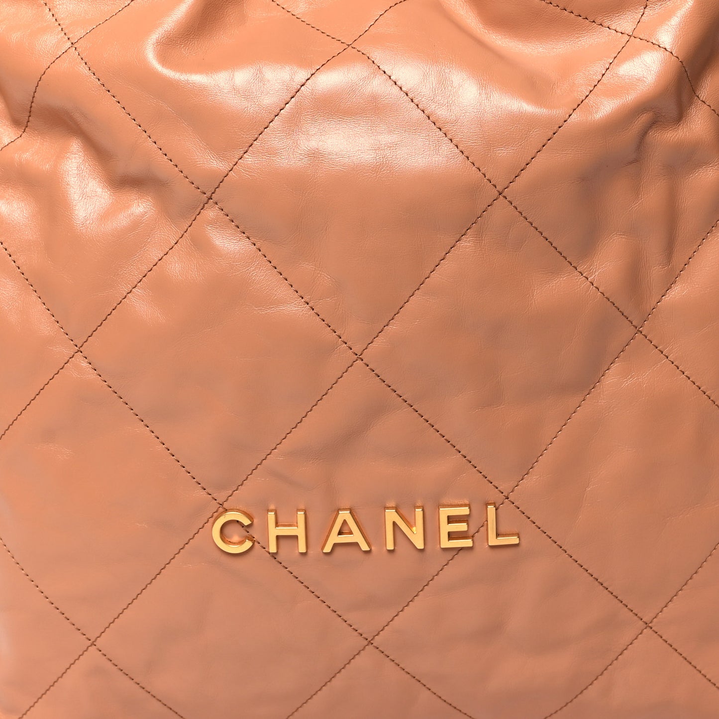 Shiny Calfskin Quilted Large Chanel 22 Brown