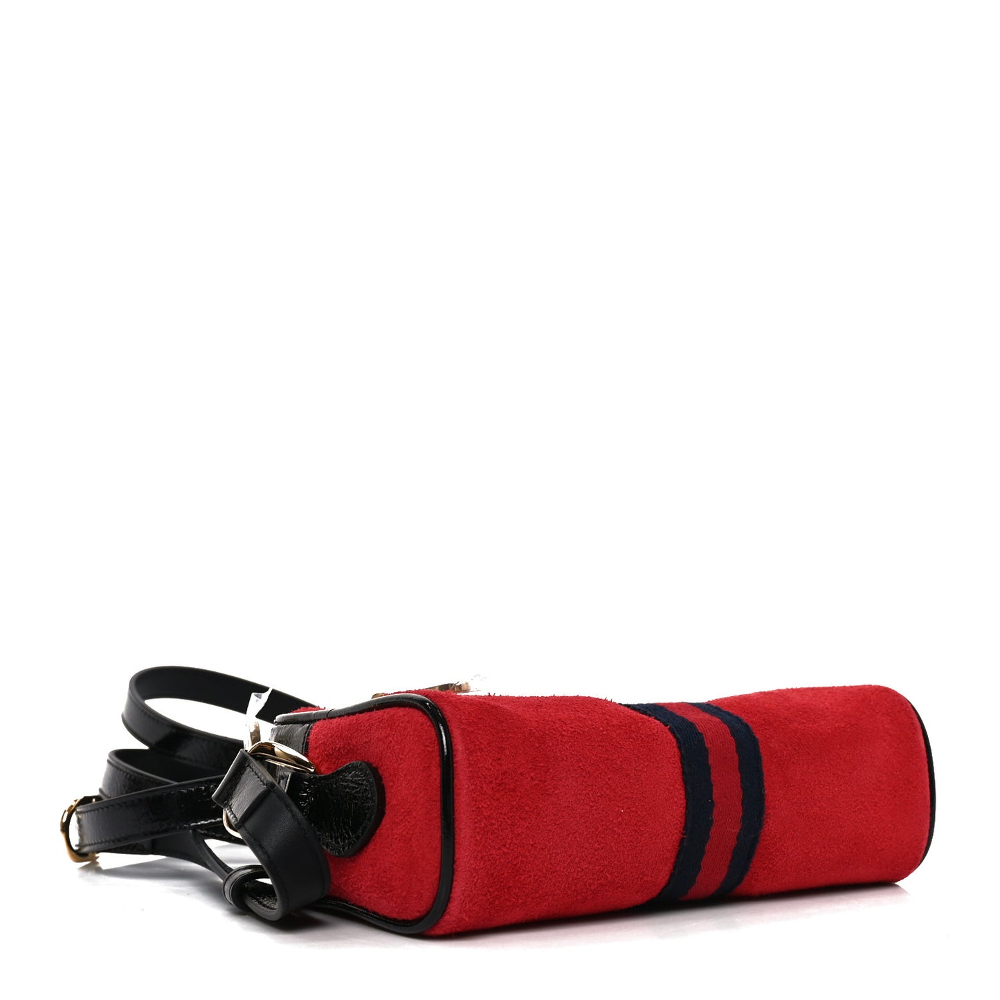 Suede Patent Web Mini Ophidia Shoulder Bag Hibiscus Red Black