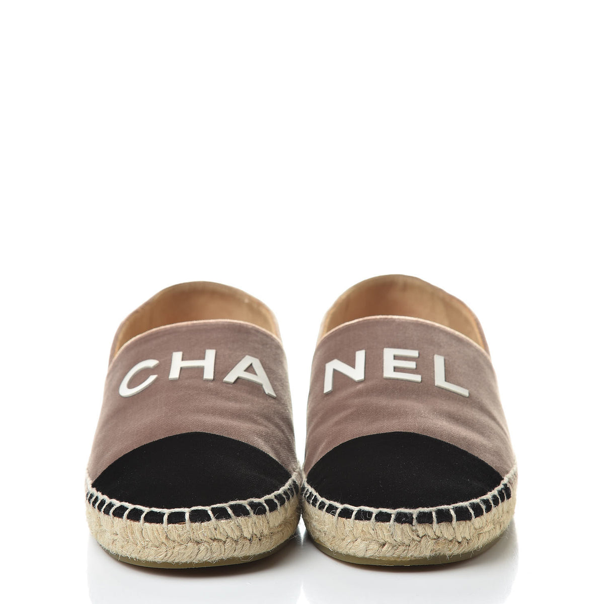 Chanel Velvet Logo Espadrilles 37 Beige Black 2 of 10