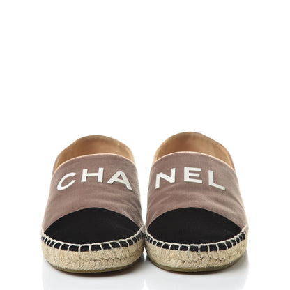 Chanel Velvet Logo Espadrilles 37 Beige Black 2 of 10