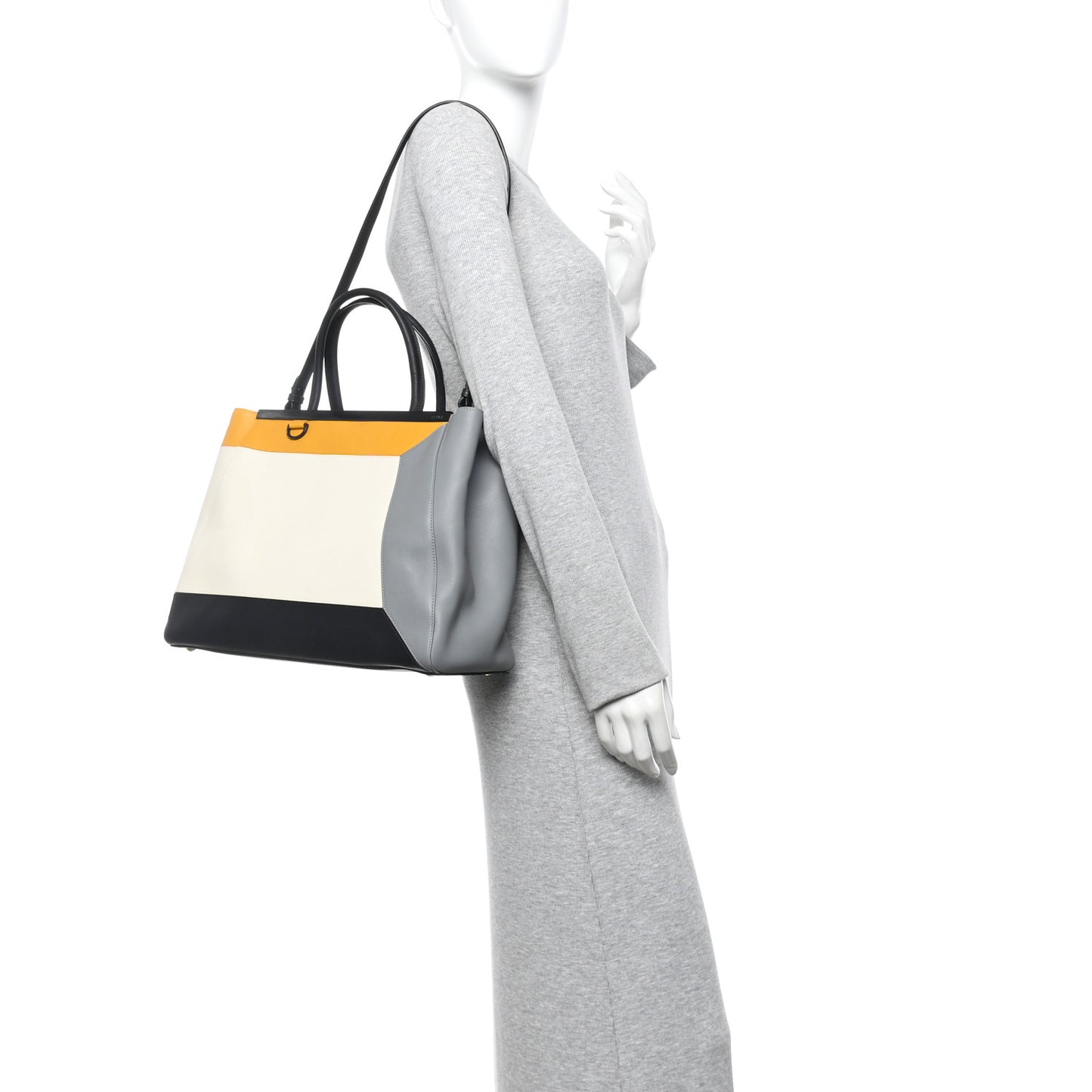 Vitello Colorblock Regular 2Jours Tote White Multicolor Girasole Black
