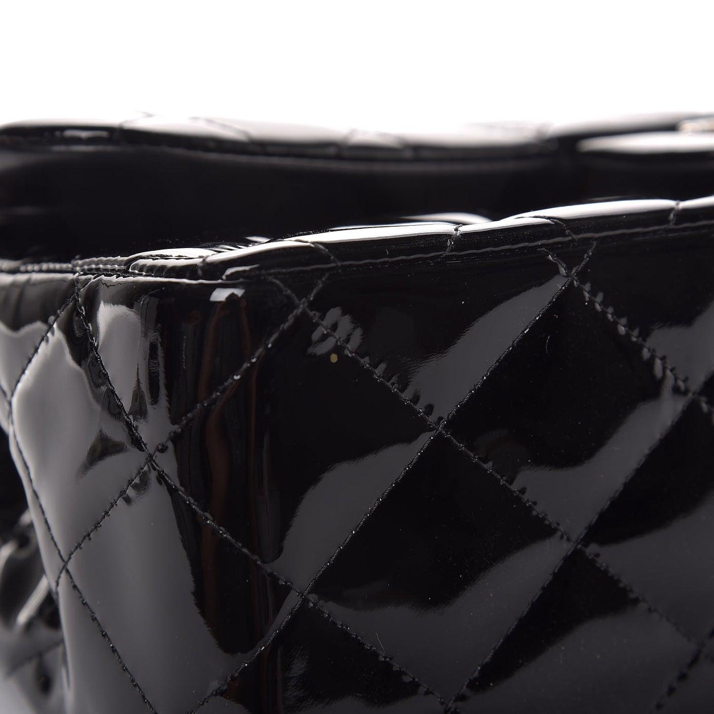 Patent Quilted Jumbo Double Flap Black