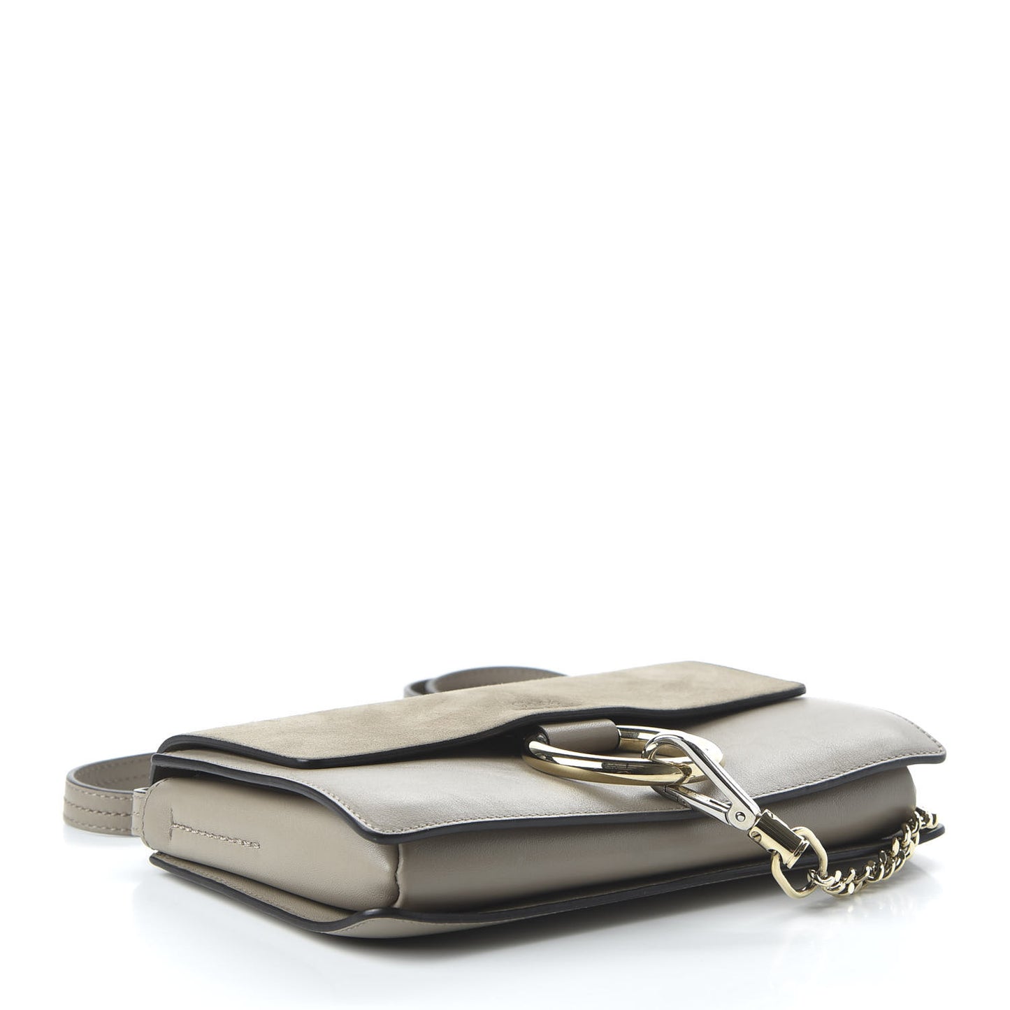 Suede Calfskin Small Faye Shoulder Bag Motty Grey