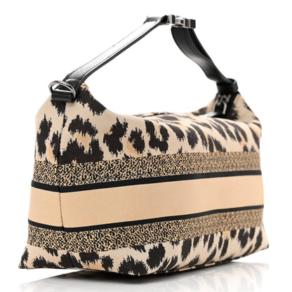 Christian Dior Canvas Mizza Embroidered Medium Leopard DiorTravel Nomad Pouch Beige 3 of 11