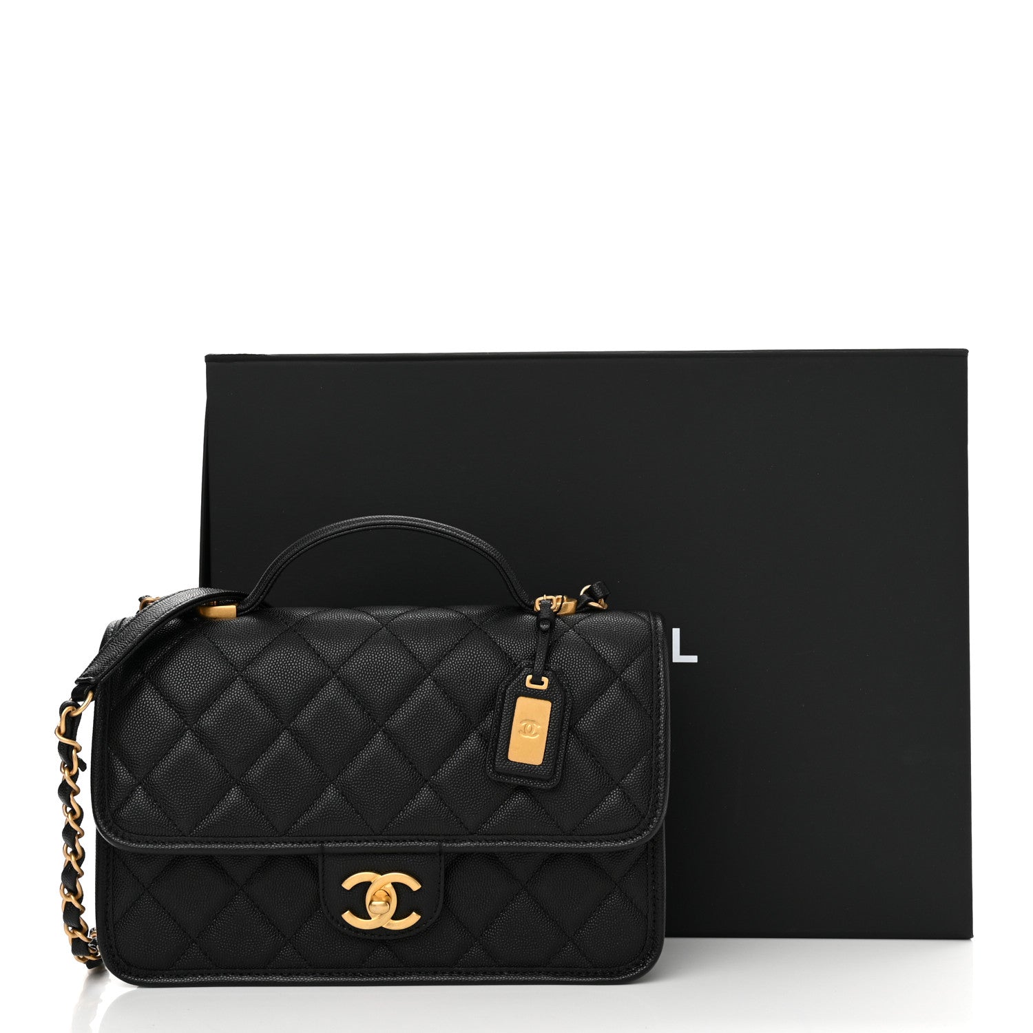 Chanel Caviar Quilted School Memory Small Top Handle Flap Black 11 of 11