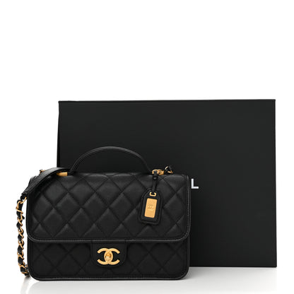 Chanel Caviar Quilted School Memory Small Top Handle Flap Black 11 of 11