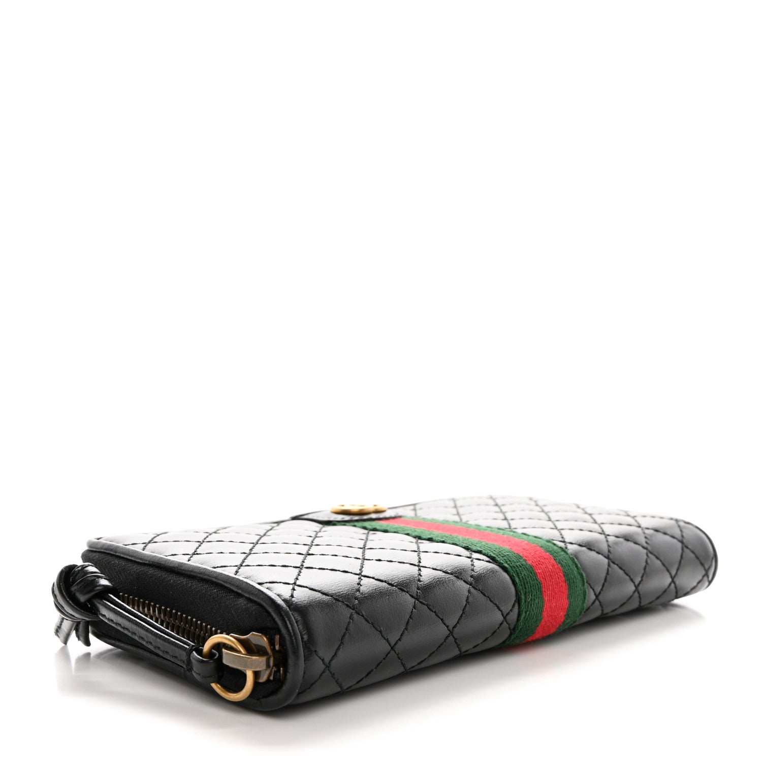 Gucci Calfskin Web Trapuntata GG Zip Around Wallet Black 4 of 10