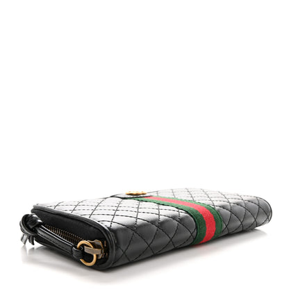 Gucci Calfskin Web Trapuntata GG Zip Around Wallet Black 4 of 10
