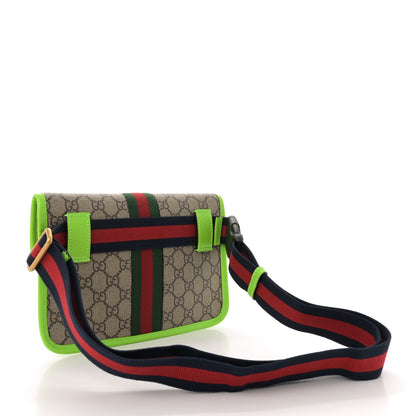 Gucci GG Supreme Monogram Web Small Ophidia Belt Bag Beige Ebony Electric Green 3 of 11