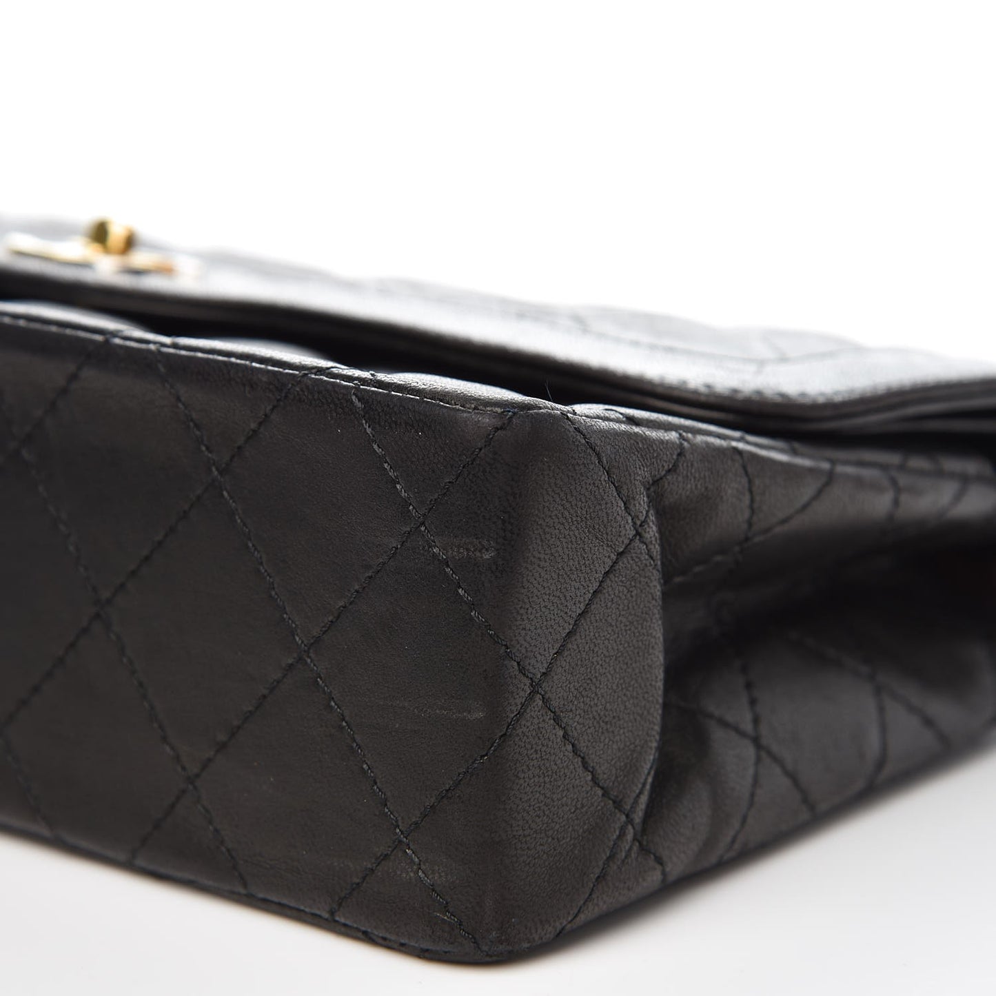 Lambskin Quilted Medium Double Flap Black