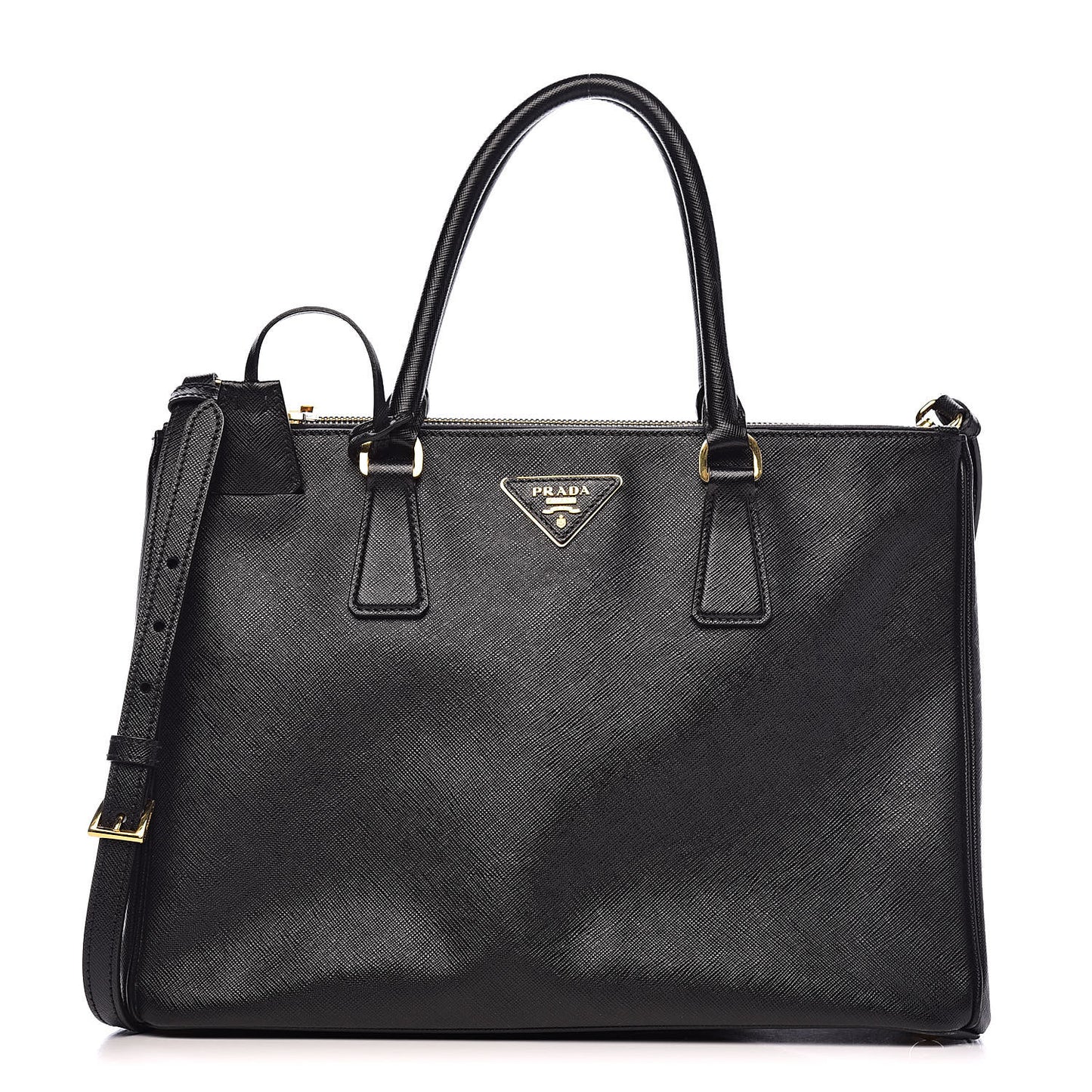 Saffiano Medium Galleria Double Zip Tote Black