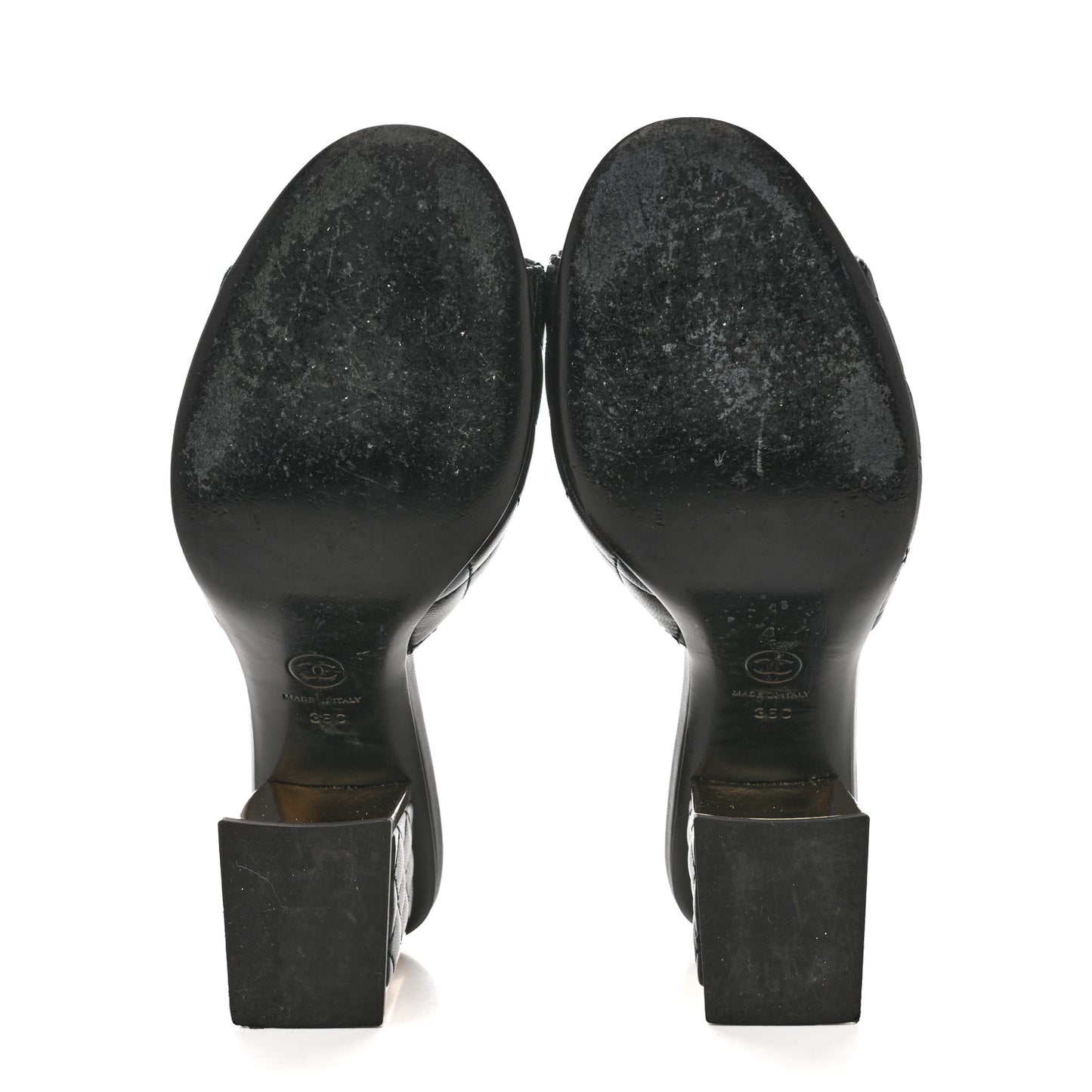 Lambskin Quilted CC Mules 38 Black